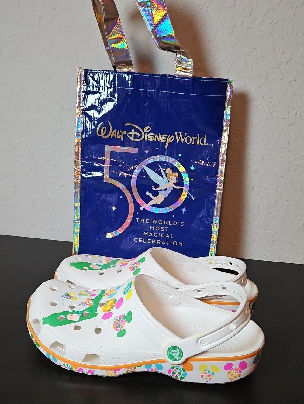 Walt Disney Parks Vault Collection 50th Anniv Crocs, Size M8/W10, With Bag